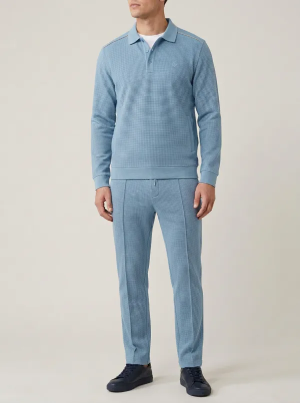 Men's Statement Textured Polo Collar Jacket and Jogger Pants Set