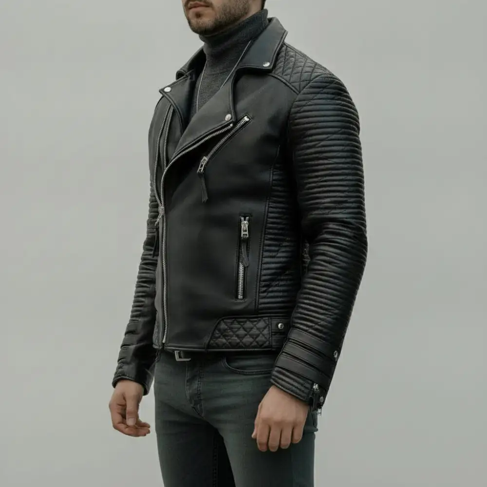 Statement Leather Biker Motorcycle Multi Pocket Jacket