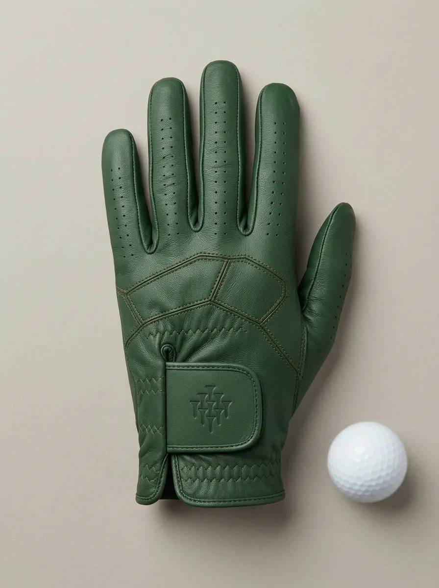 Course Embossed Tee-Motif Leather Golf Glove