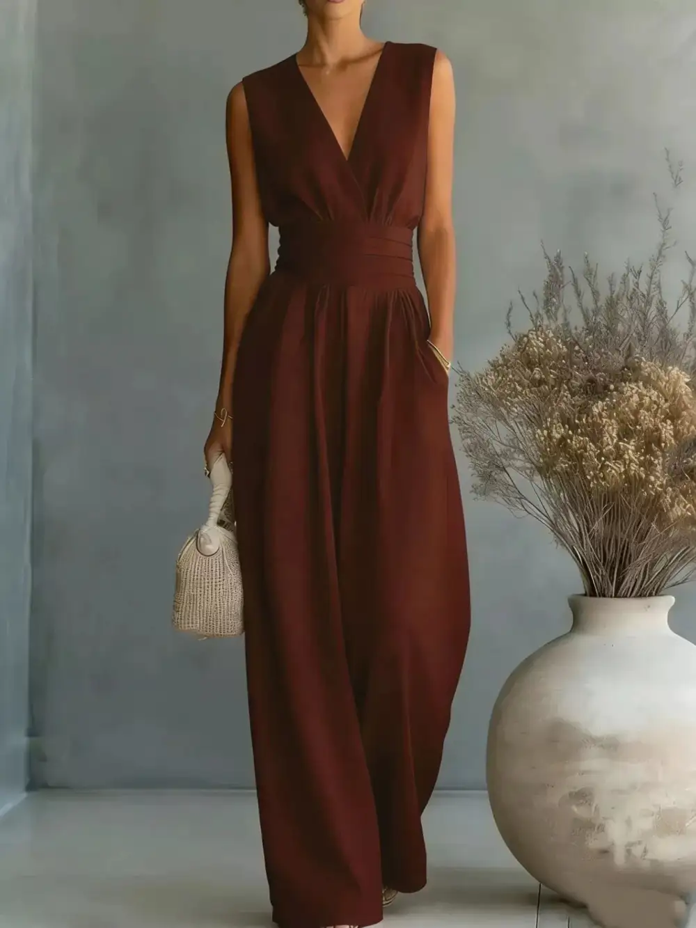 Casual Wide Leg Sleeveless Jumpsuit