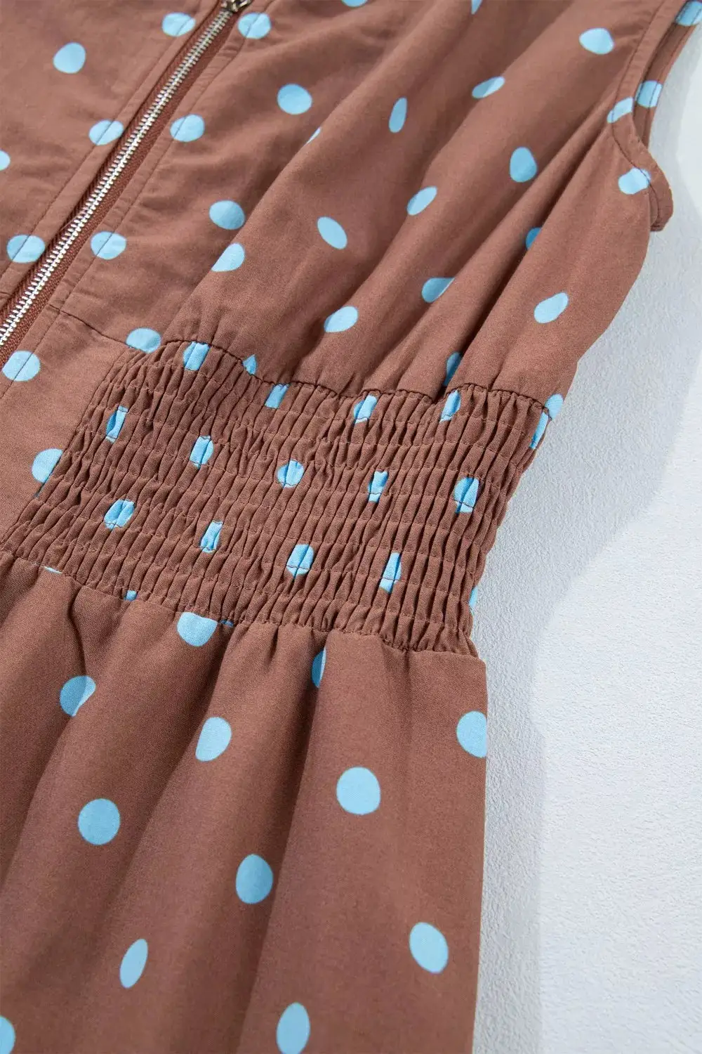 Polka Dot Zip Front Midi Dress