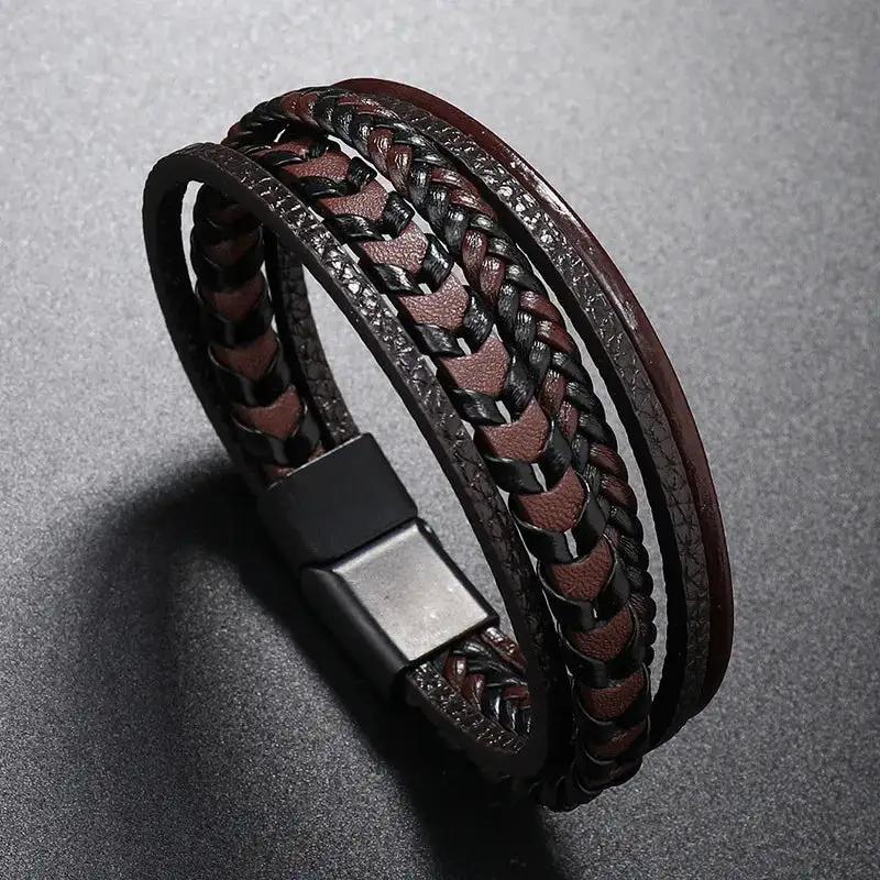 Layered Rope Leather Bracelet
