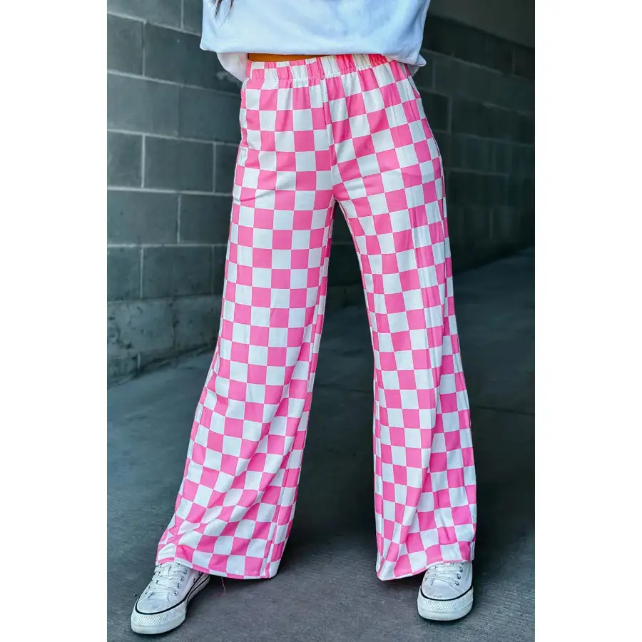 Checkered Wide Leg Pants