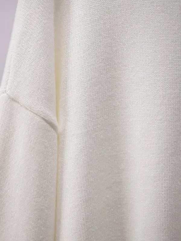 High Low Paneled High Neck Long Sleeve Sweater
