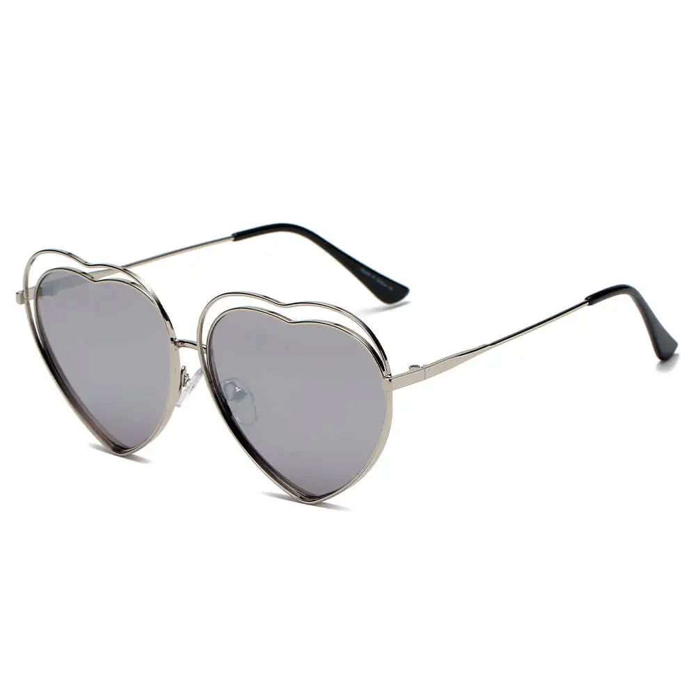 Fuzzy Heart Shape Frame Sunglasses