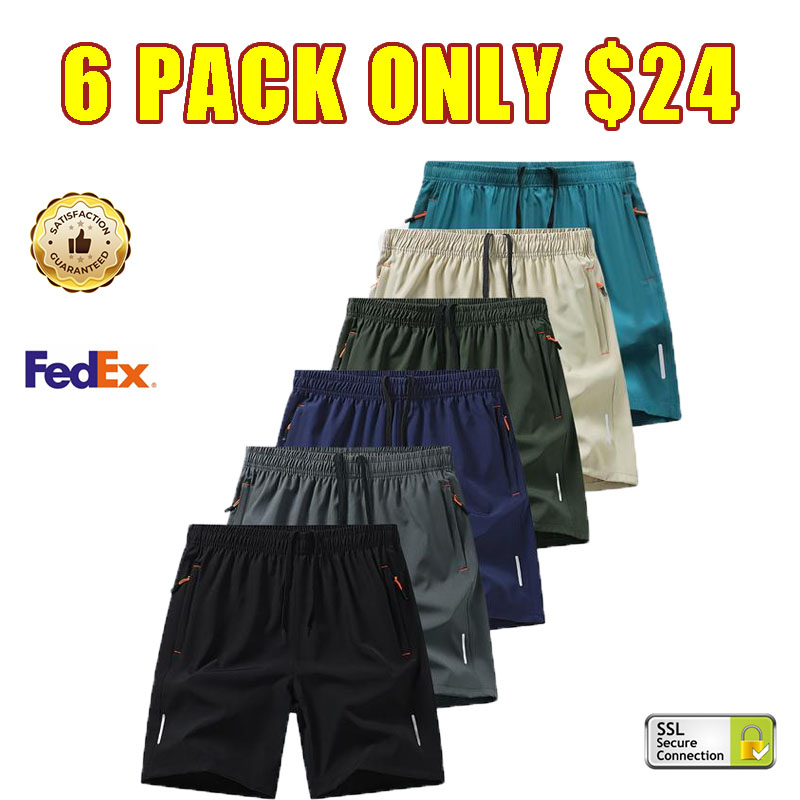 men’s zipper pocket shorts – summer ice silk beach shorts