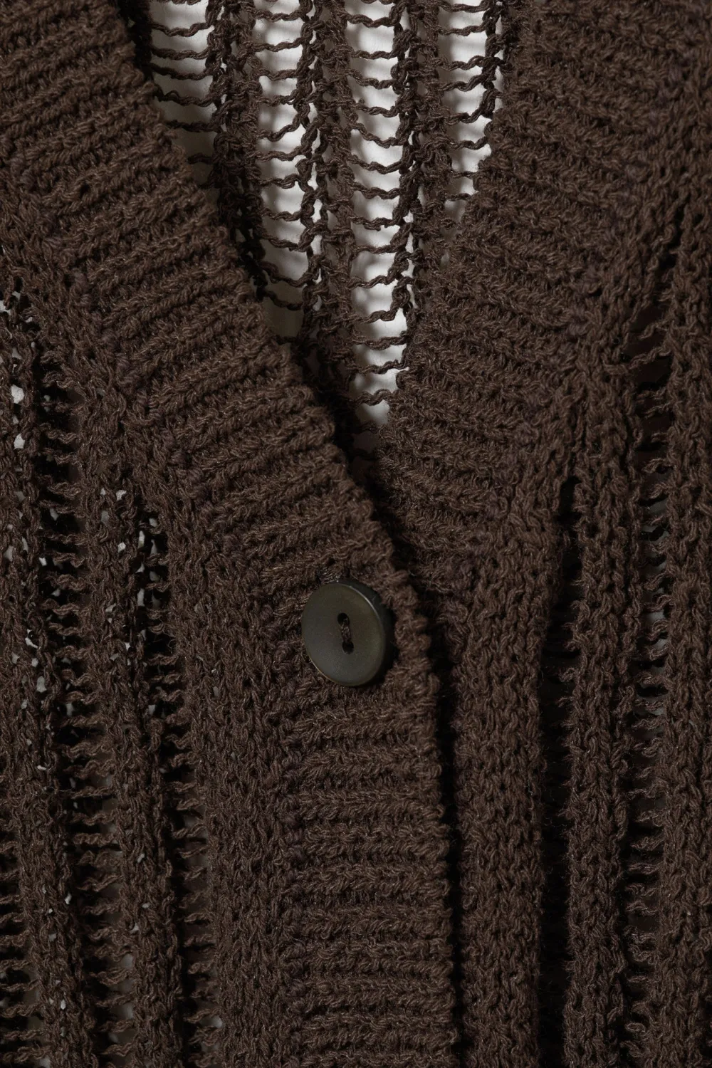 Hollow V-Neck Long Cardigan