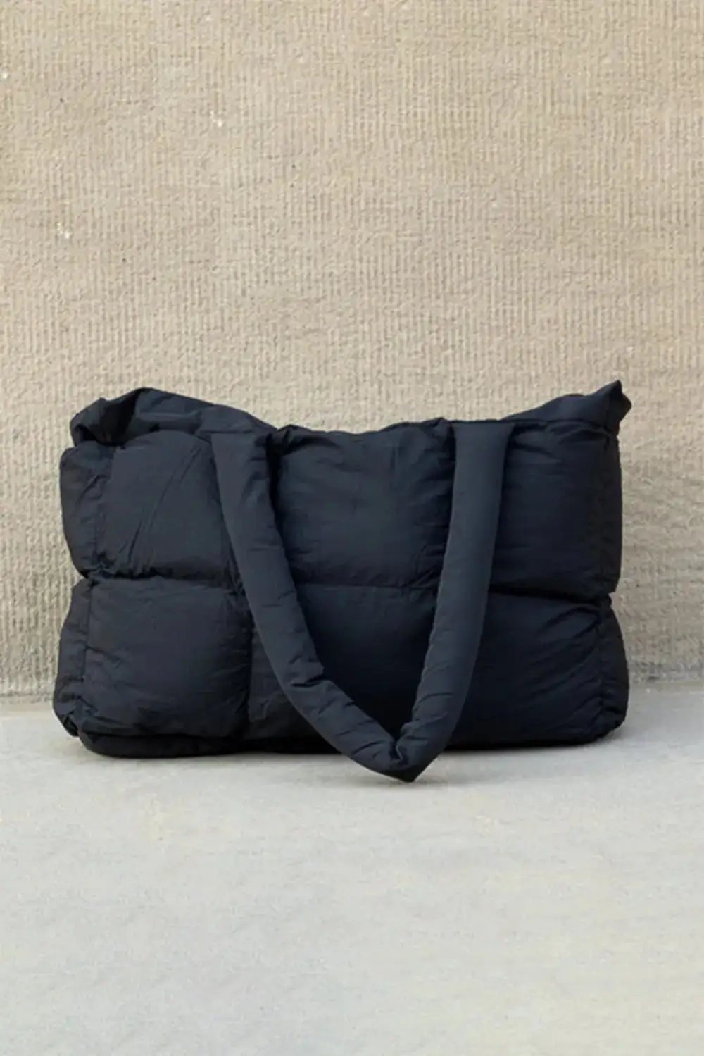 Quilted Puffer Zipper Tote Bag