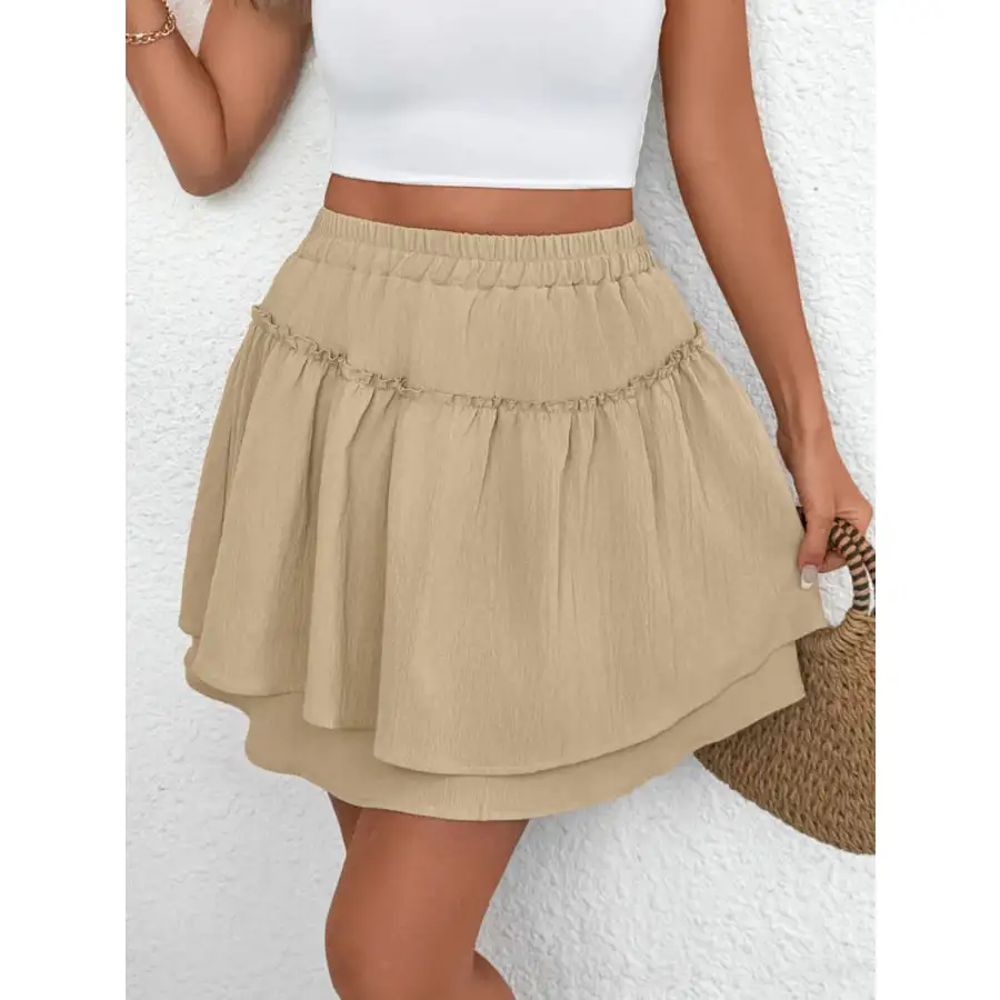 Elastic Waist Layered Skirt