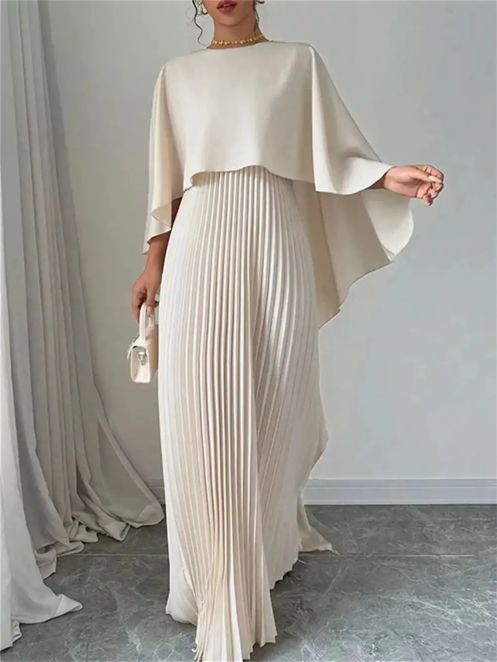 Drape Pleated Maxi Dress