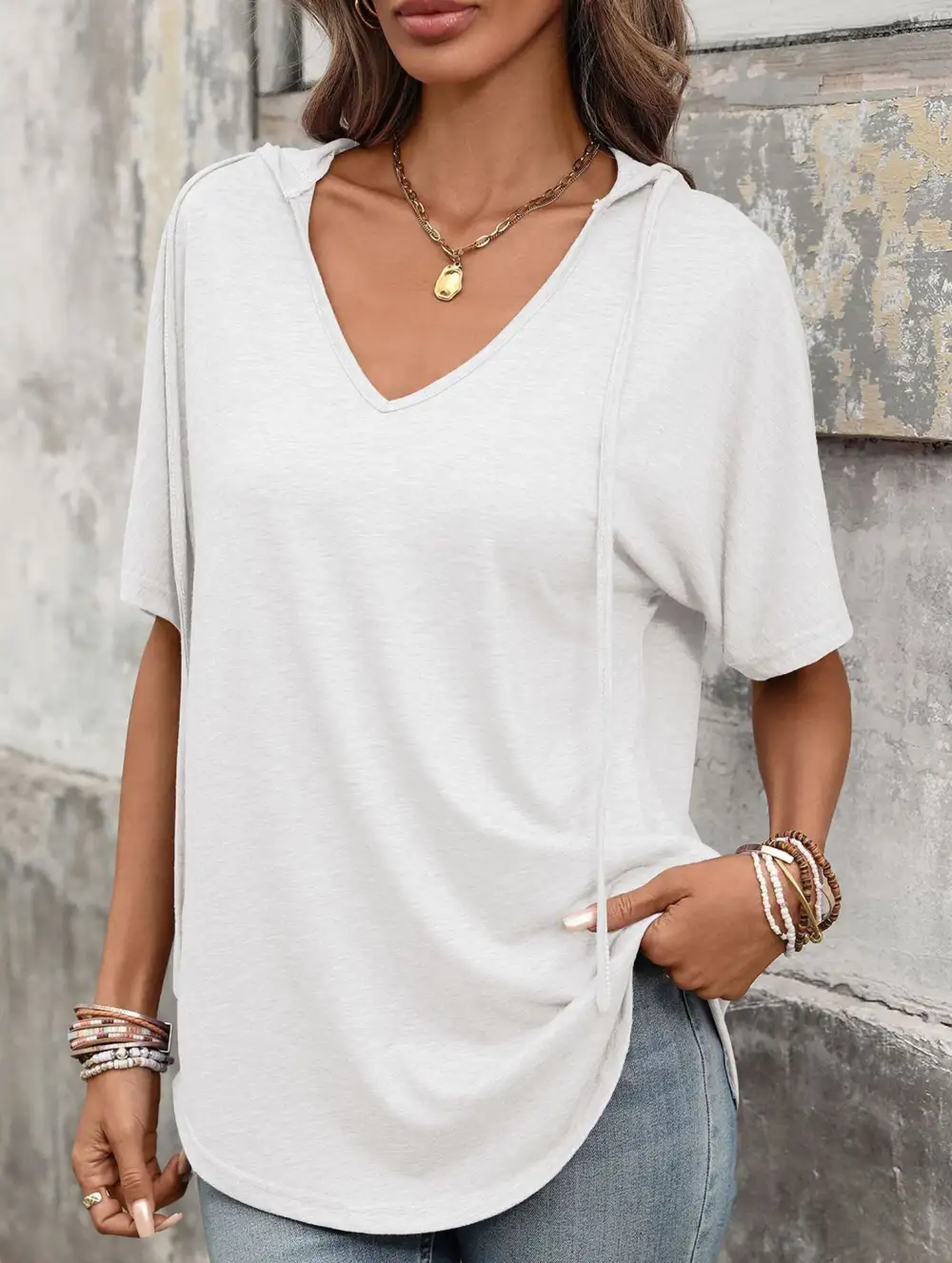 V Neck Loose Short Sleeve Tee