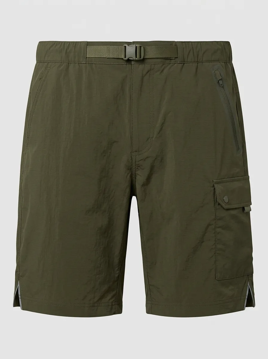 Men's Outdoor Hiking Olive Green Belted Cargo Shorts