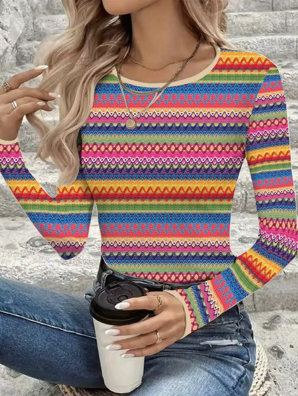 Colorful Stripe Long Sleeve Tee