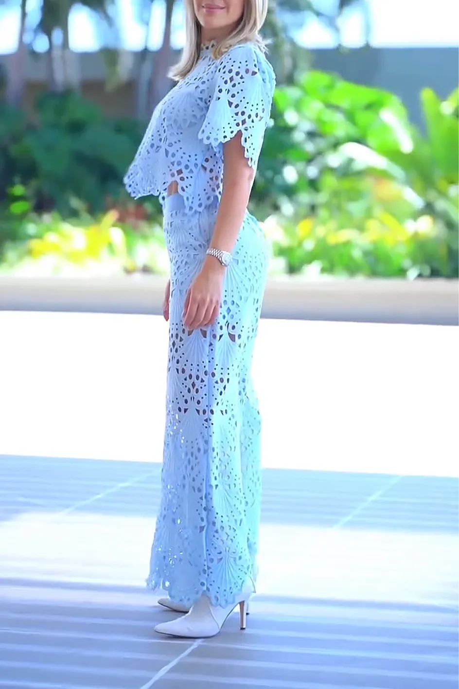 Women'S Hollow Top & Pants Set