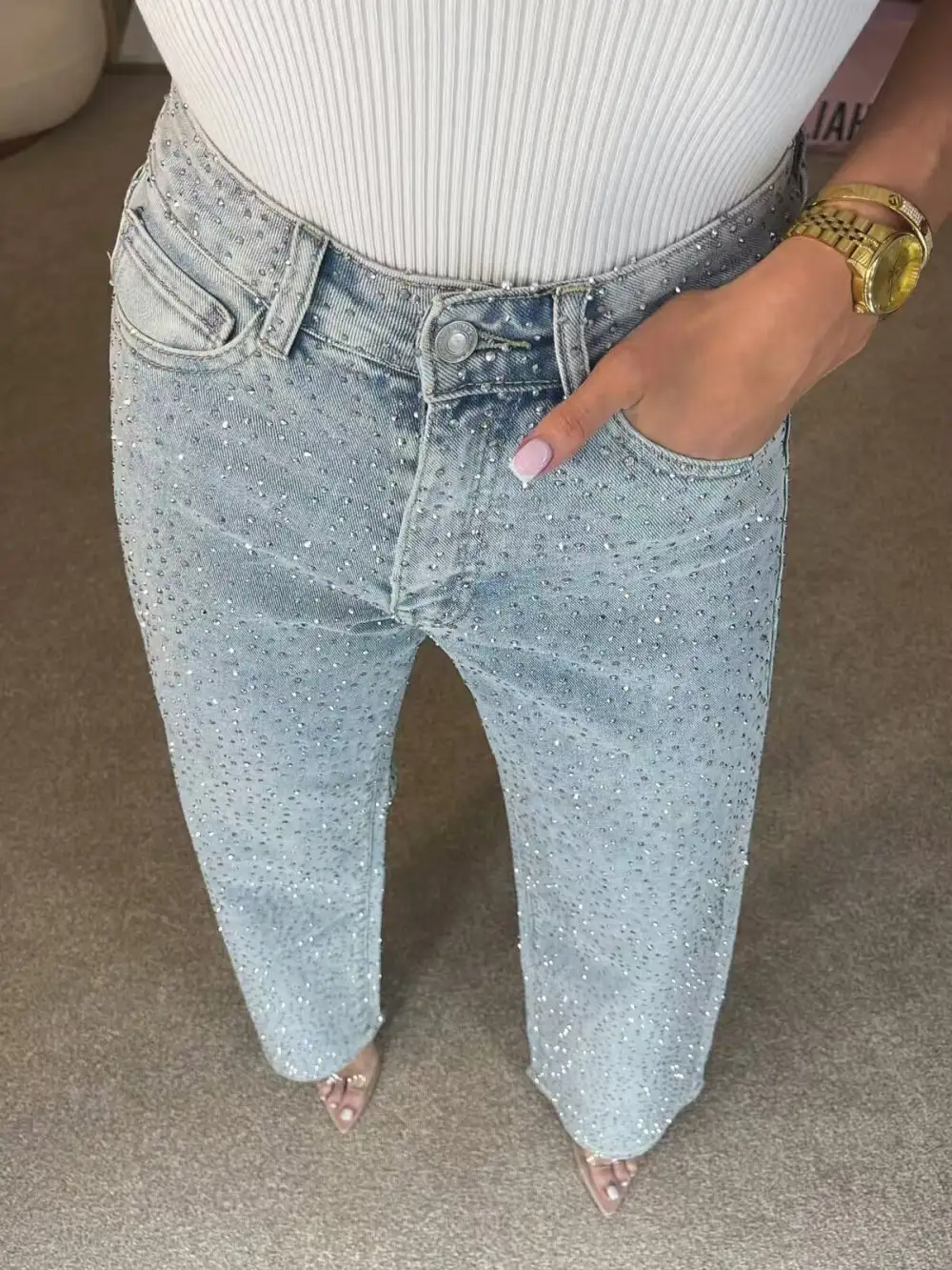 High Rise Statement Denim Jeans