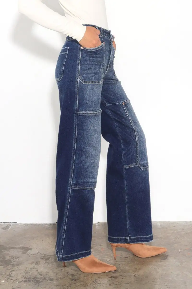 Clean Line High Rise Wide Leg Relaxed Denim Jeans