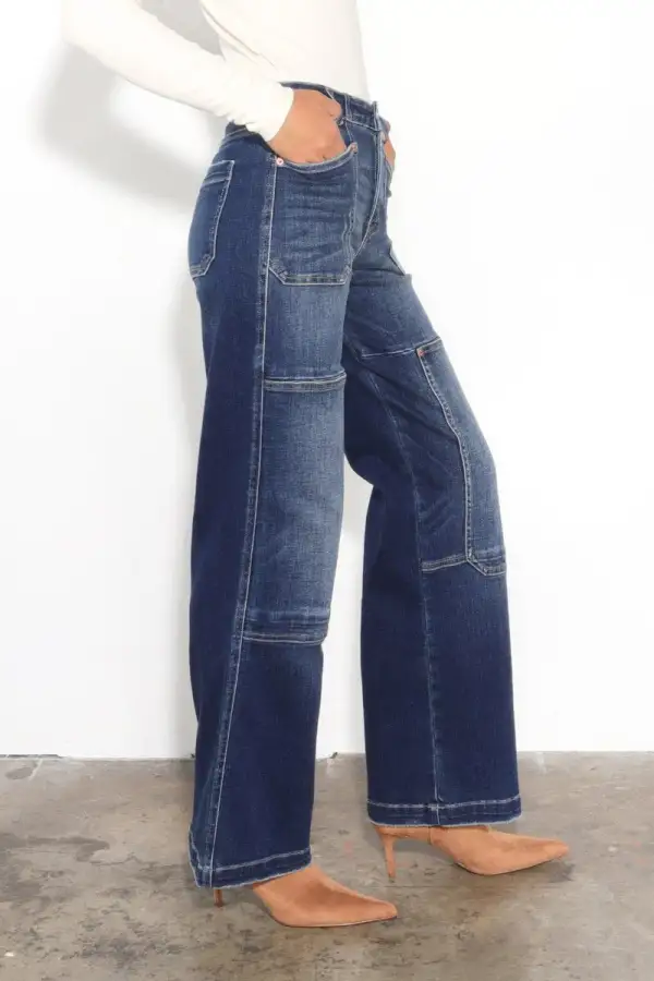 Clean Line High Rise Wide Leg Relaxed Denim Jeans
