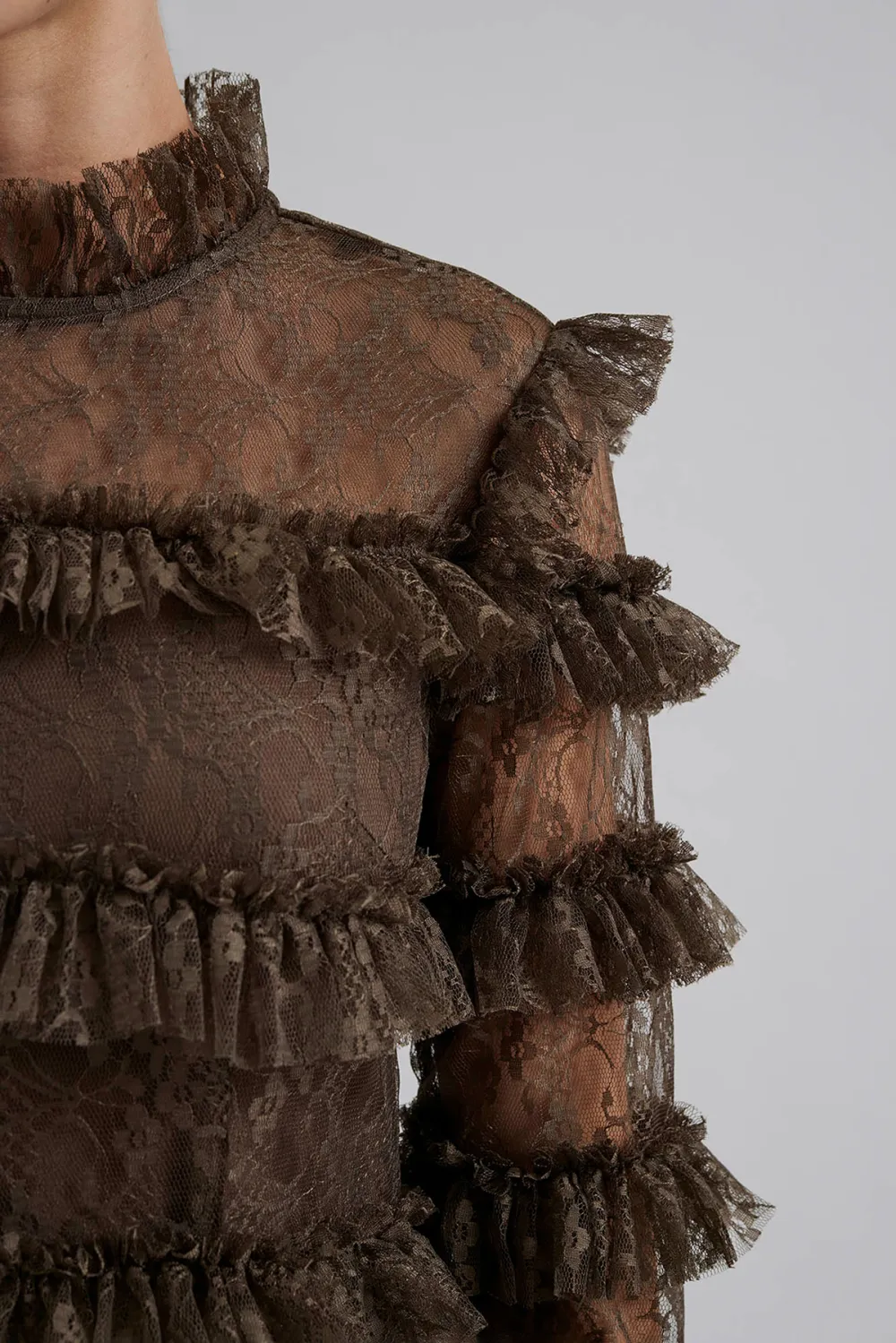 Tiered Ruffled Lace Maxi Dress