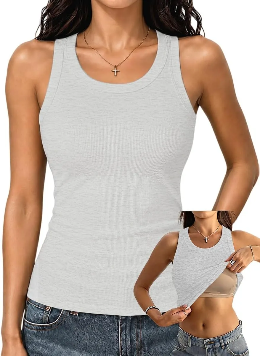 Women's Racerback Built-In Bra Tank Top