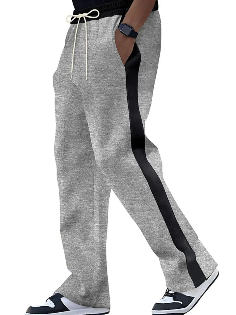 Men's Full Size Contrast Stripe Drawstring Sweatpants Plus
