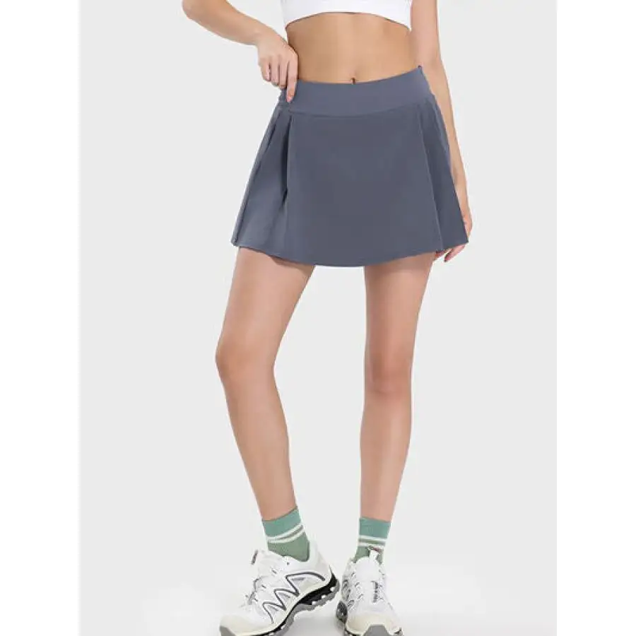 Pleated Detail Mid-rise Waist Active Skirt