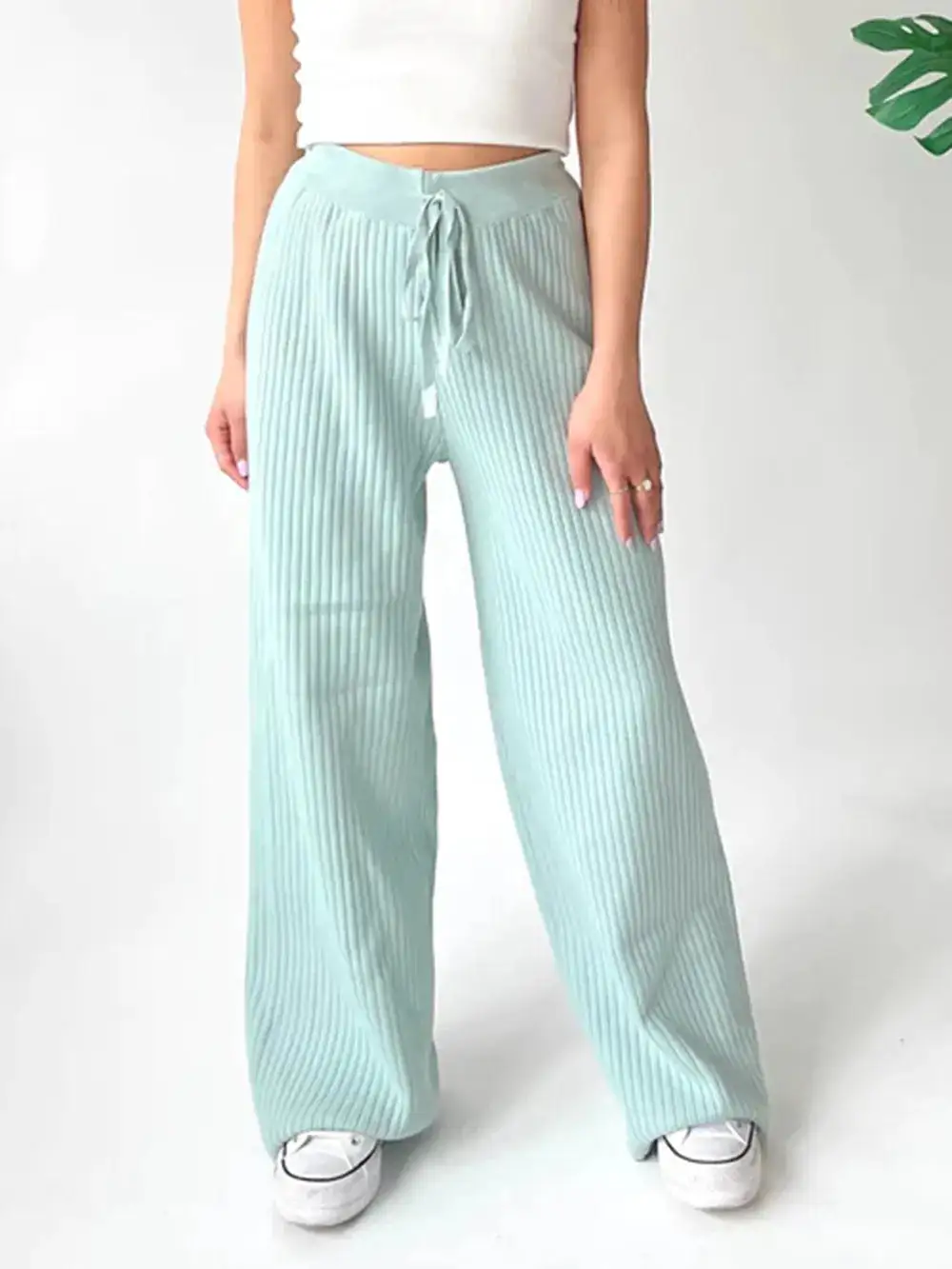 Wide Leg Ribbed Pants