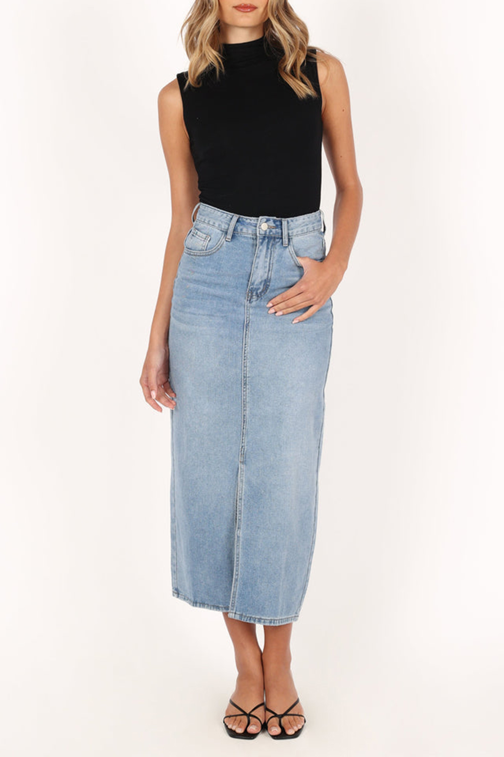 RELAXED MIDI A-LINE KNIT SKIRT