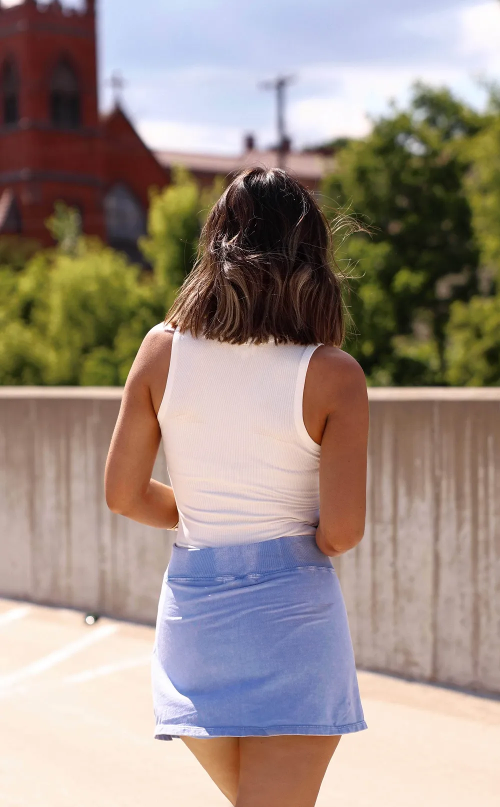 Elastic Waist Pocket A-Line Skort