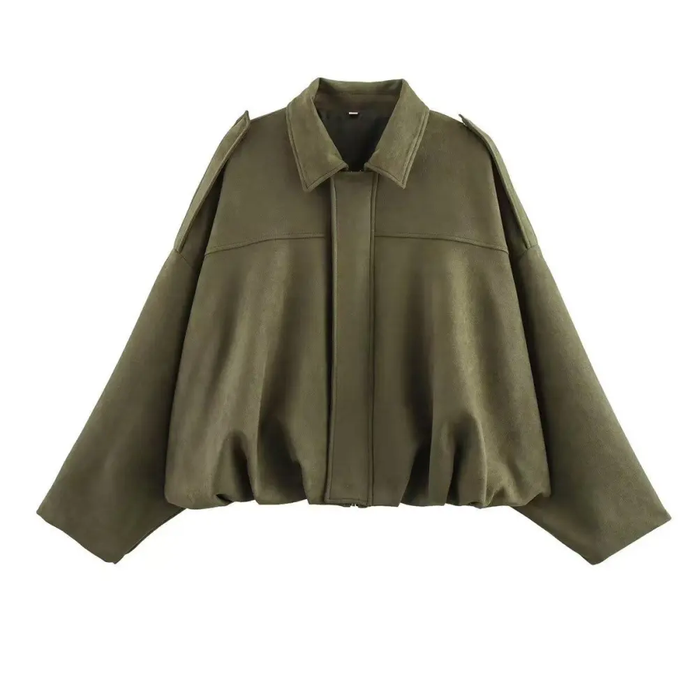 Relaxed Suede Fleece Casual Outerwear Jacket