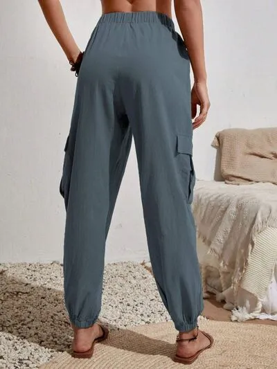 Drawstring Pocketed Cargo-Detail Jogger Pants
