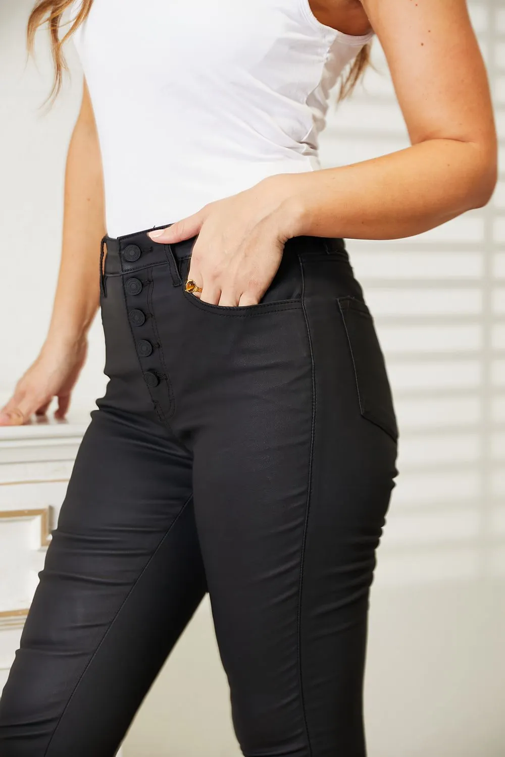 Pocket Detail Structured Denim Jeans