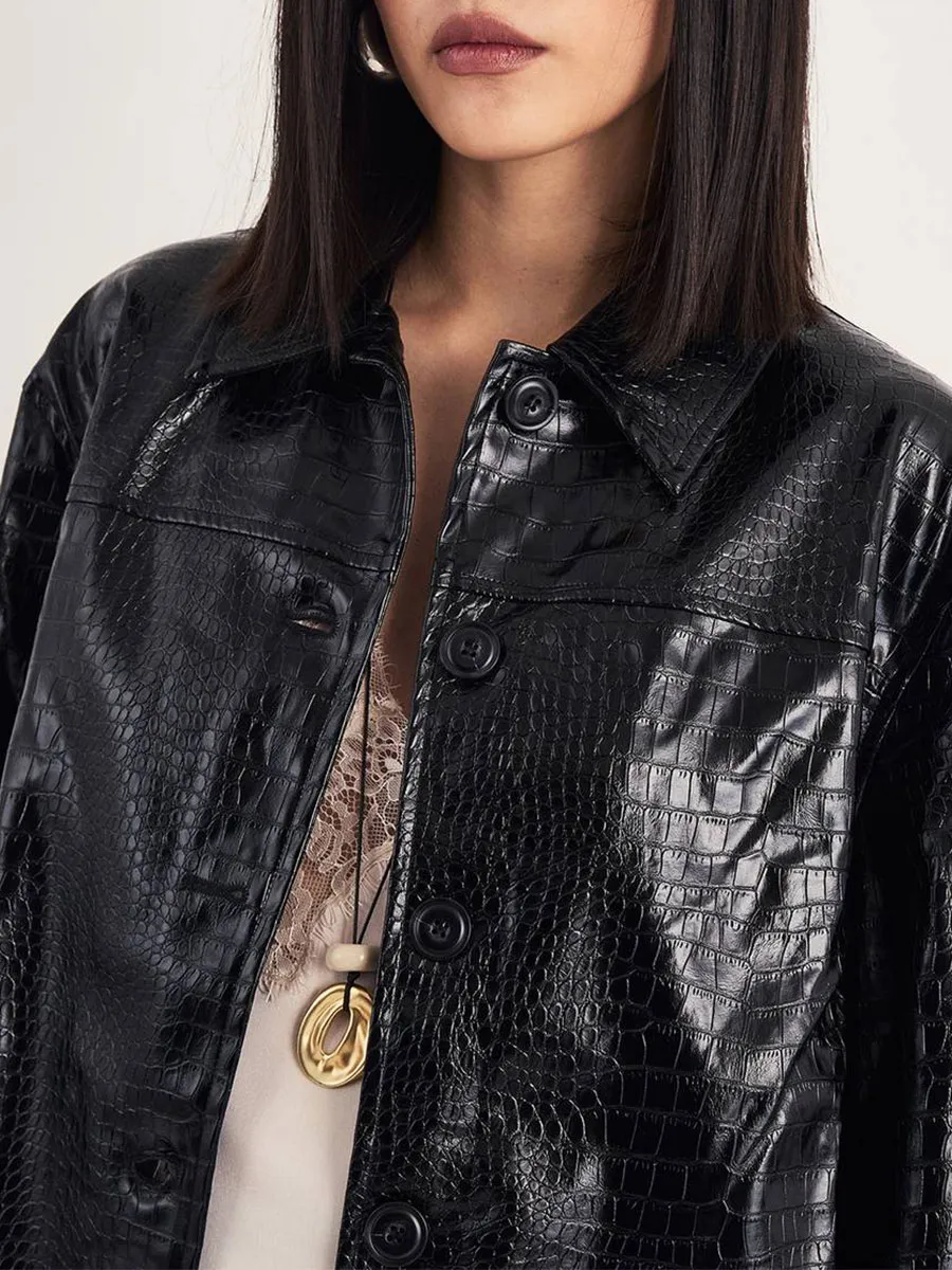 Women's Vintage Leather & Shearling Cropped Jacket