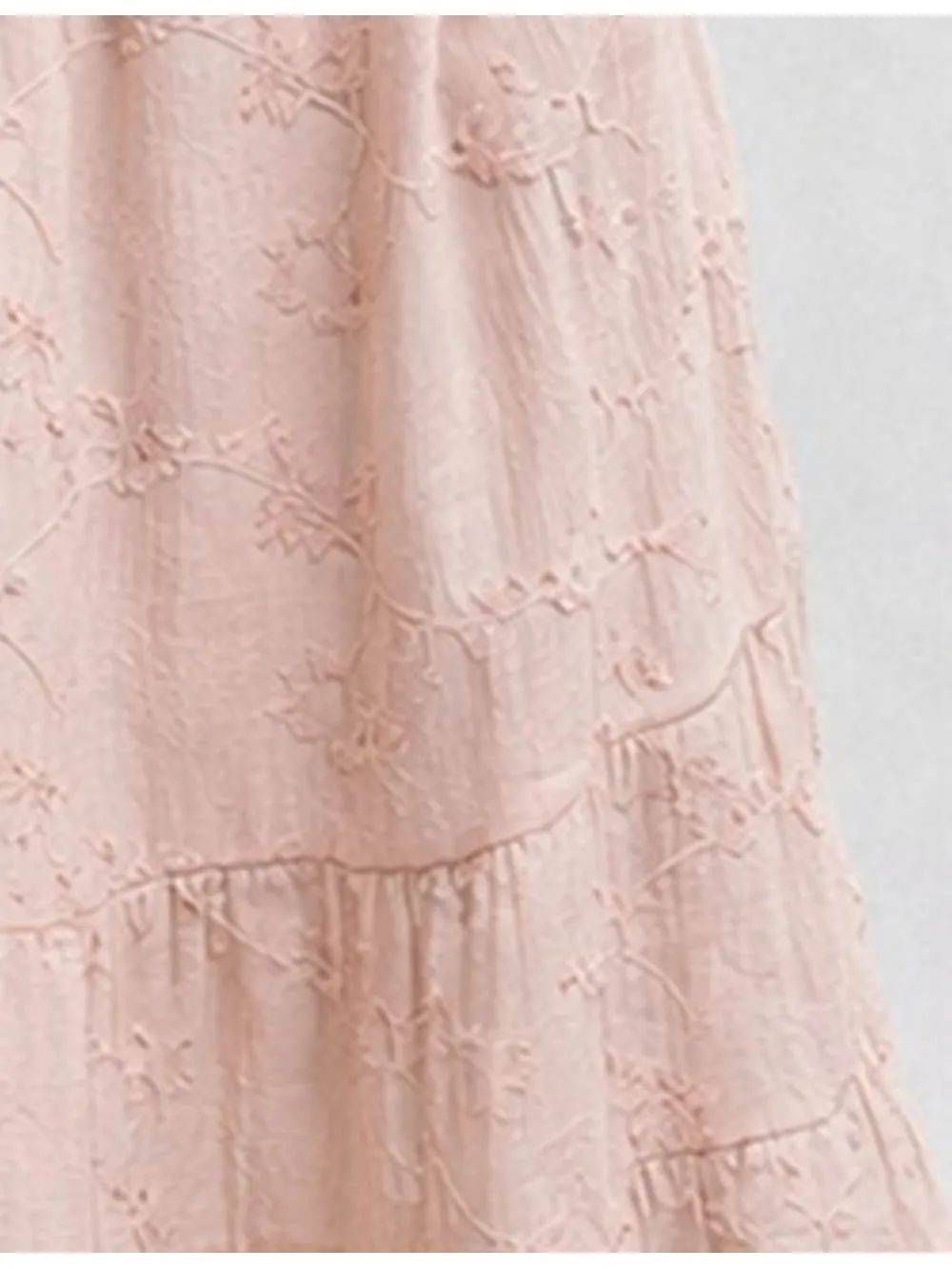 Embroidery Square Neck Shoulder Strap Midi Dress