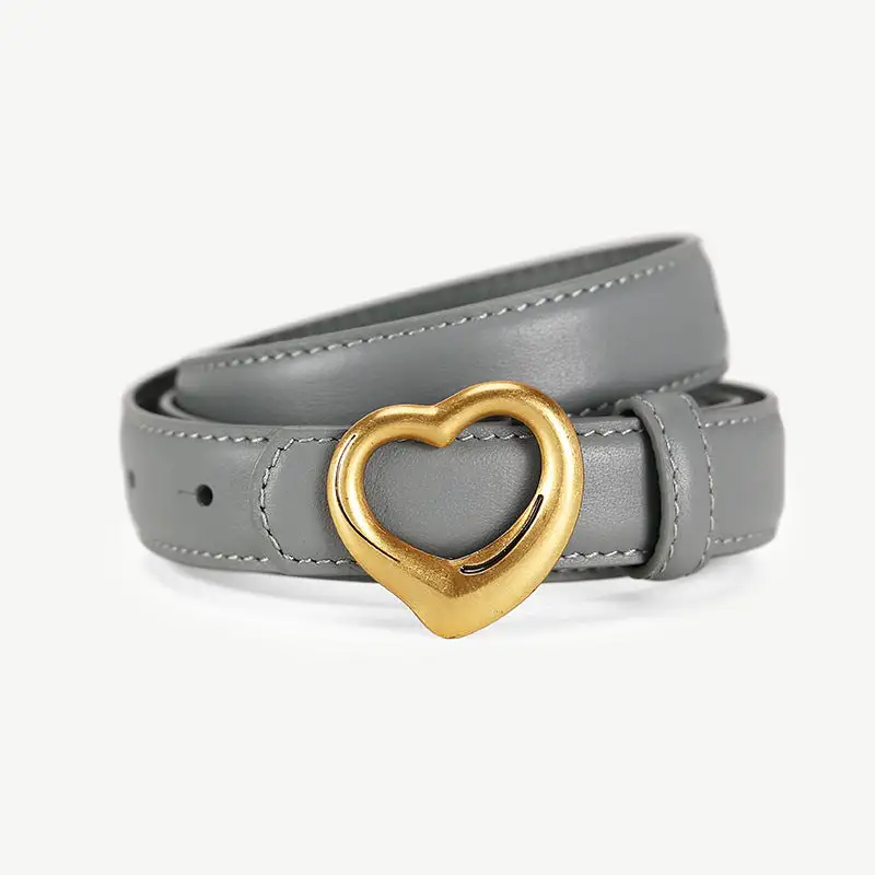 Heart Buckle Cowhide Leather Belt