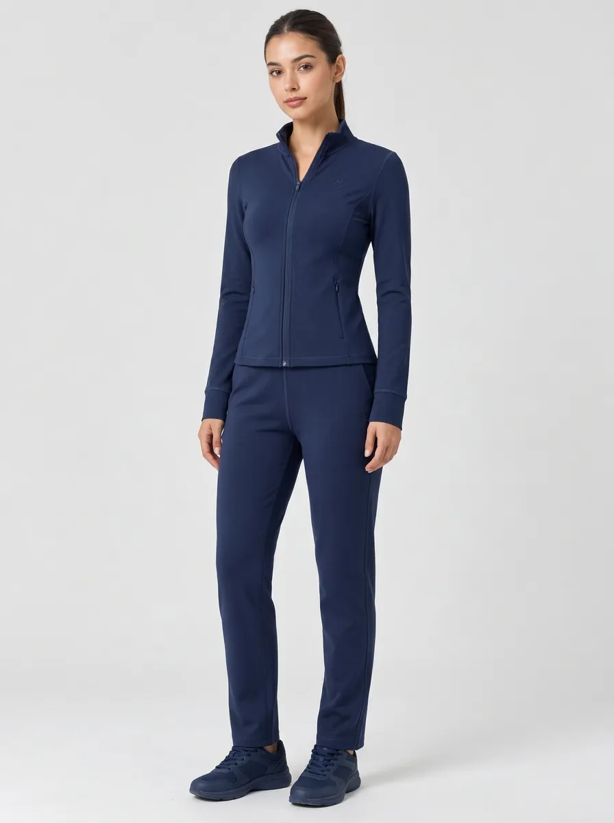 Women's Navy Zip-Up Jacket & Trousers Set