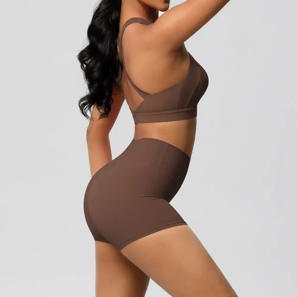 Cross-Back Backless Two-Piece Shorts Active Set