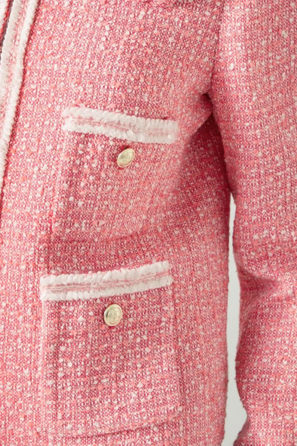 Pink Tweed Flower Detail Short Jacket