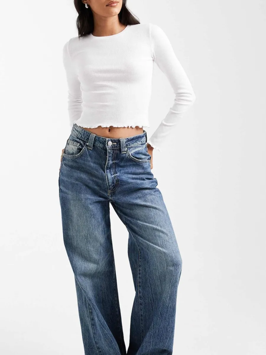 Lettuce-Edge Trim Cropped Top