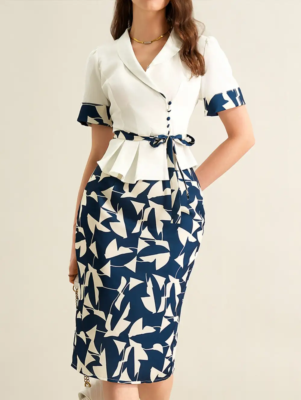 Abstract Print Skirt Set