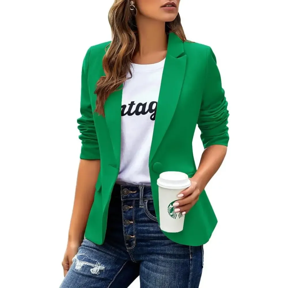 Women’s Slim Fit Office Blazer – Long Sleeve Lapel Jacket