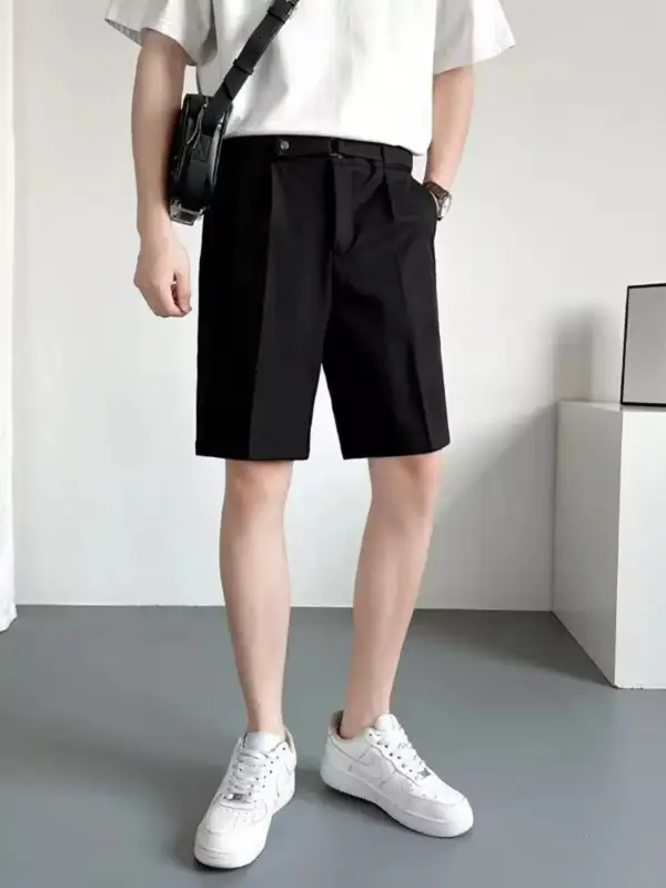 Men's Full Size Pleated Detail Shorts Plus Size