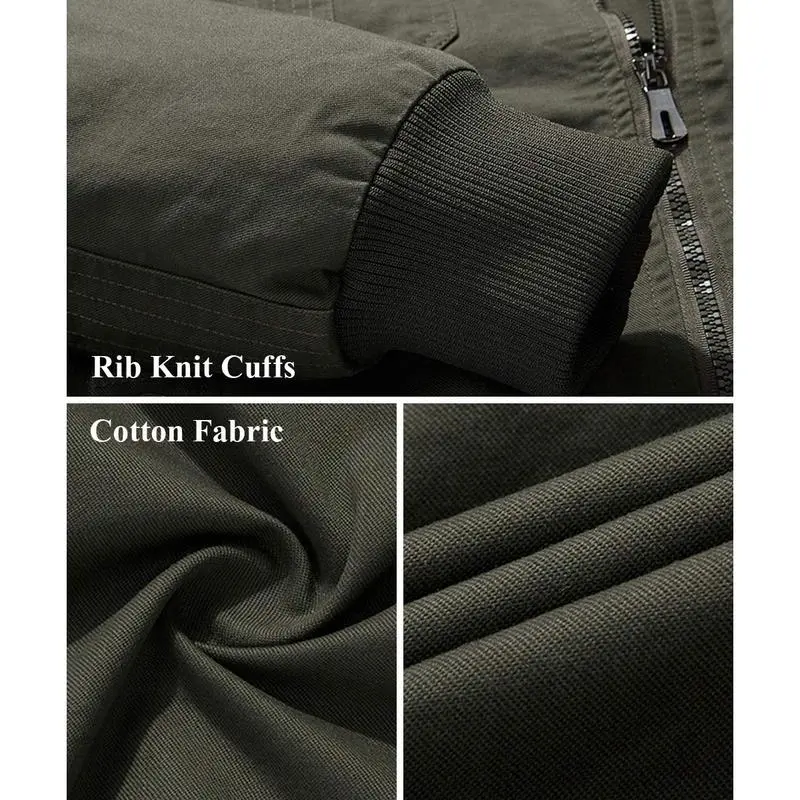 Men's Cotton Jacket Full Zip Lightweight Cargo Work Casual Jacket Outwear Coat Menswear Tops Underwear Human Long Sleeve Beige Plain