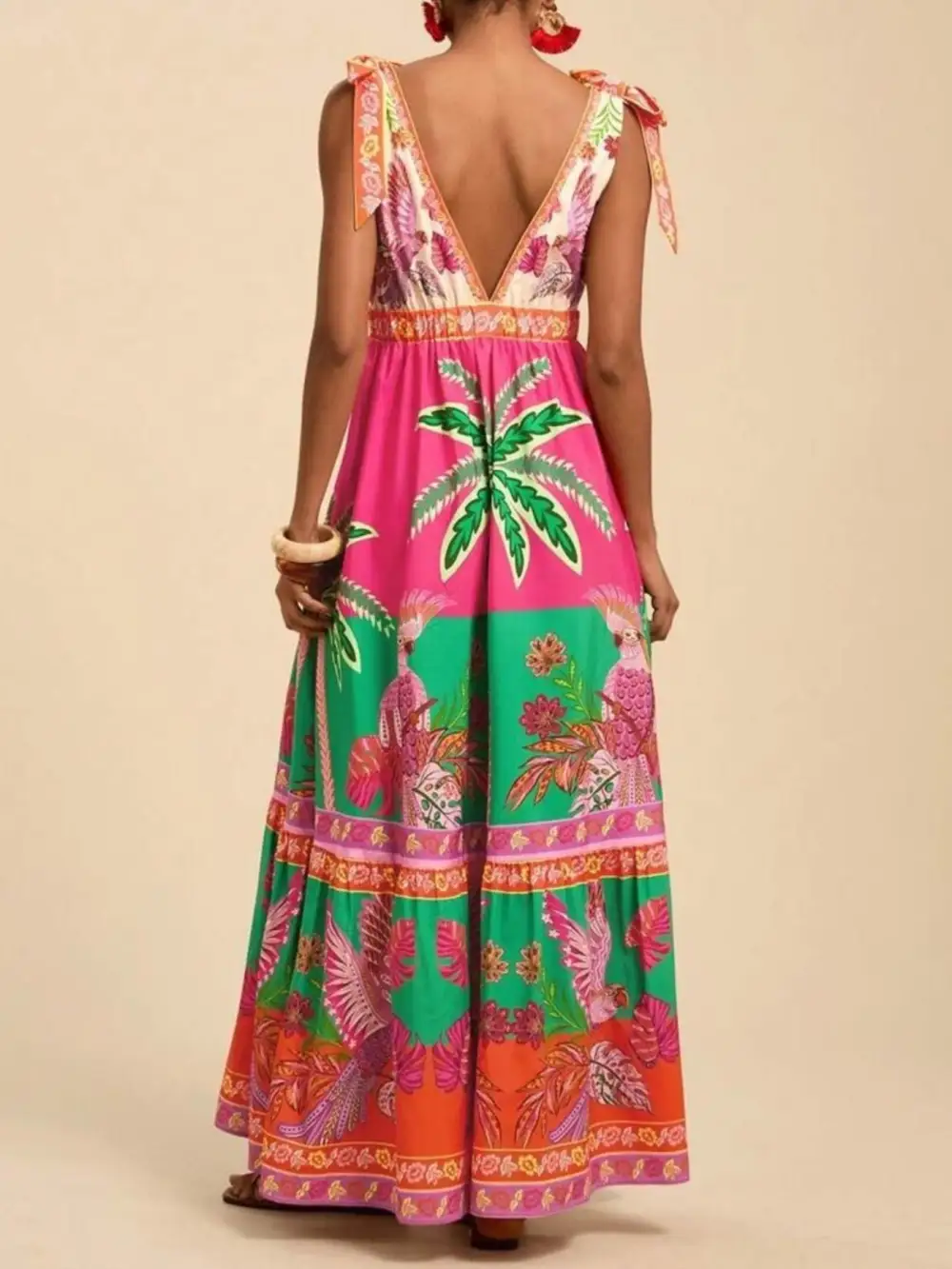 Gathered Detail Printed Maxi Dress