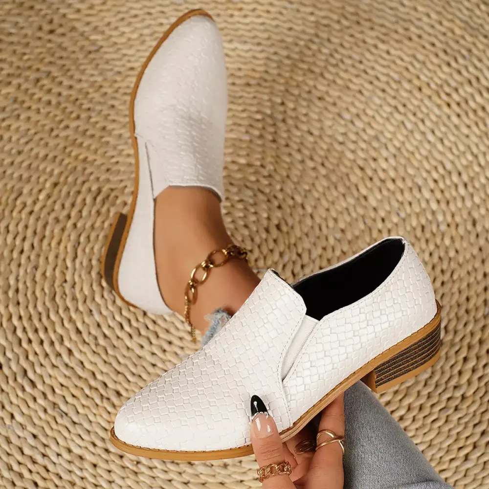 Refined Pointed Toe Block Heel Loafers