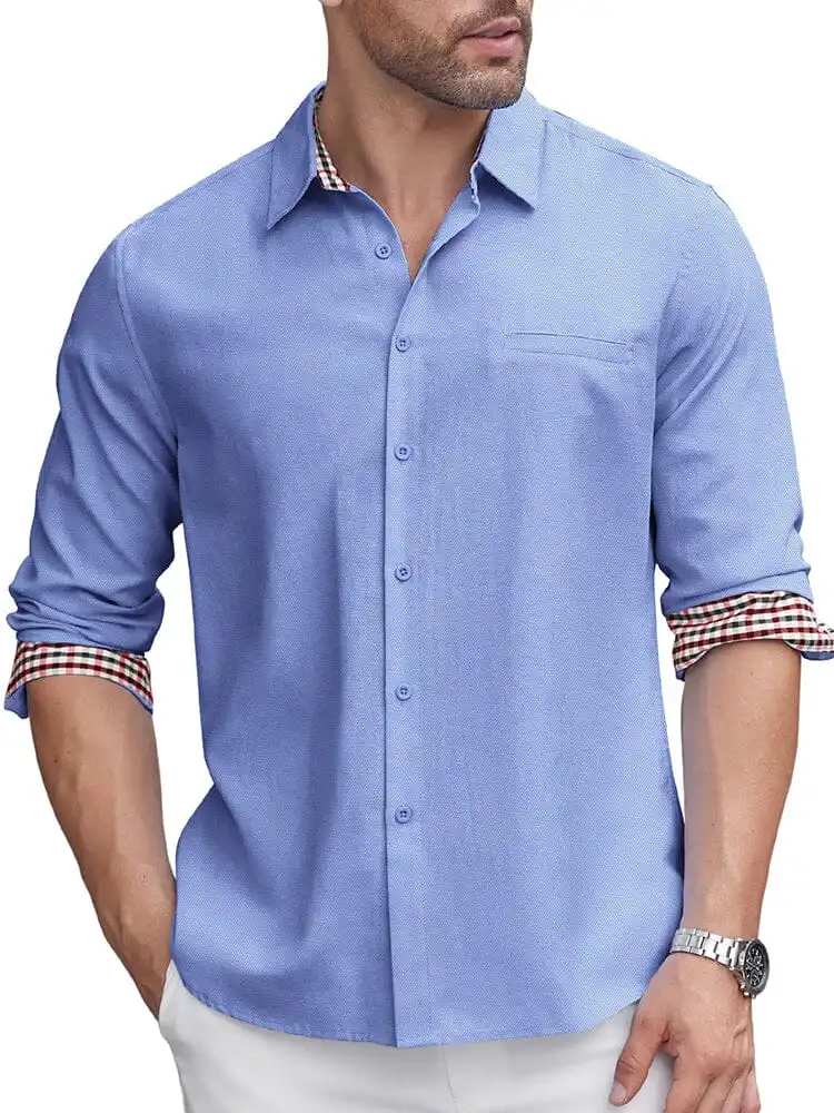Classic Casual Plaid Splicing Shirt