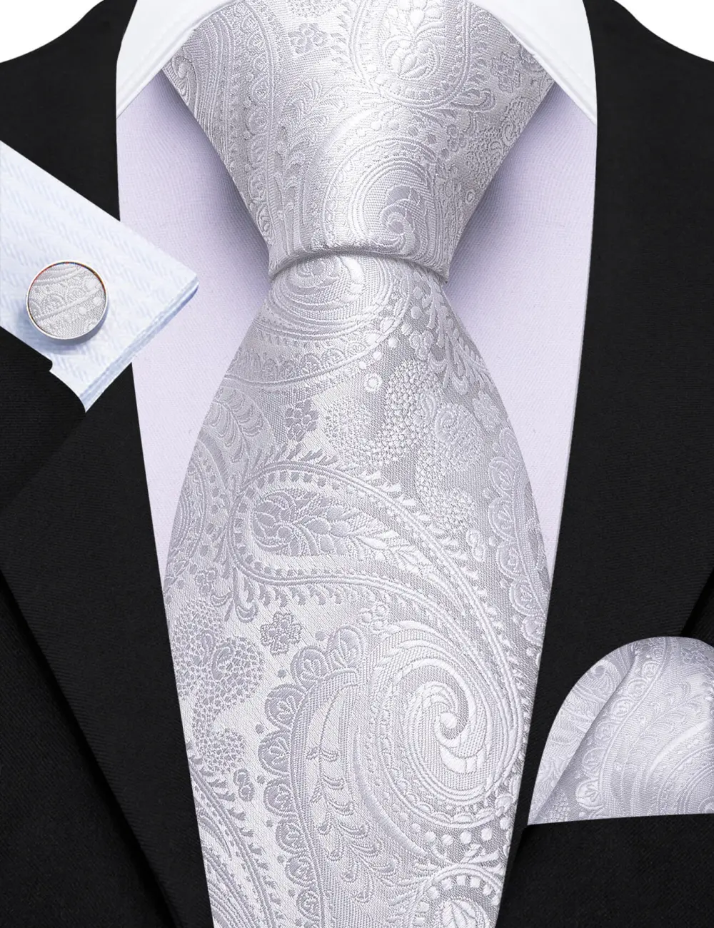 Minimal Paisley Silk Necktie Set