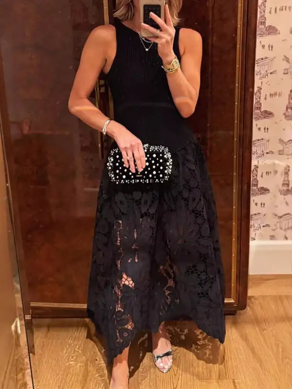 Sleeveless Crochet Midi Dress