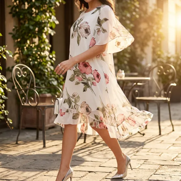 Floral Chiffon Midi Dress