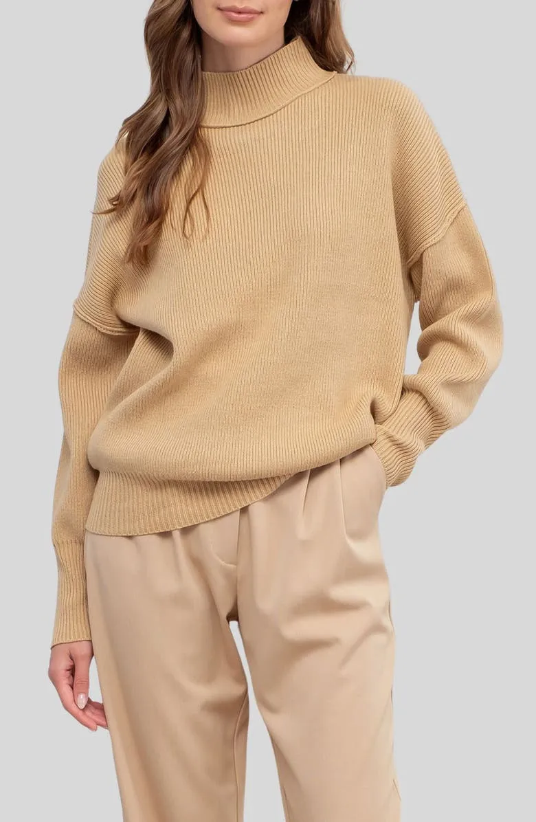 Mock Neck Ribbed Sweater