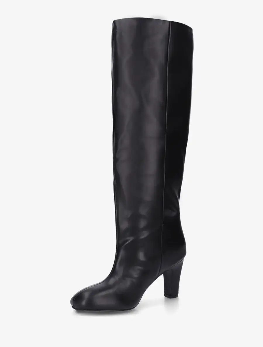 Classic Contemporary Block Heel Faux Leather Knee High Boots